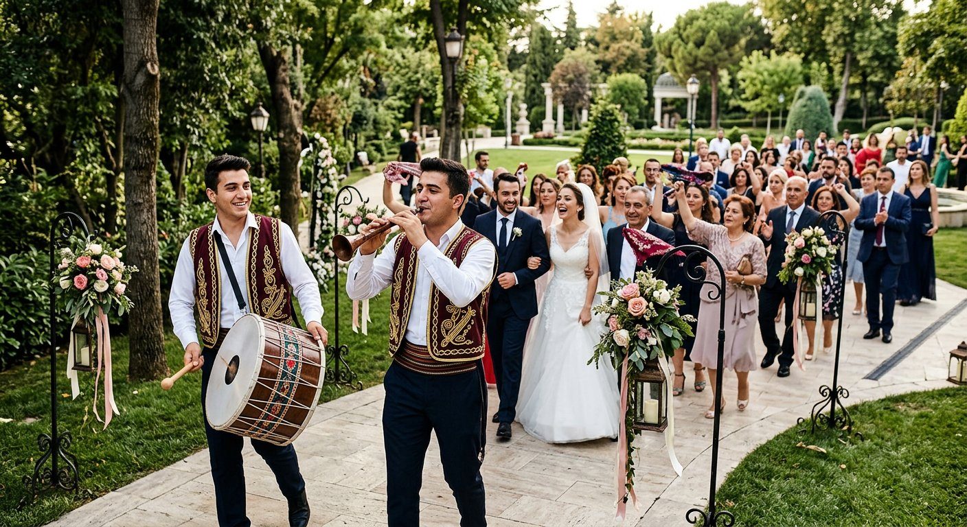Parkta düğün alayı davul zurna
